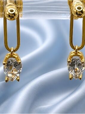 POPPY FINCH 14k Yellow Gold ‘Designer Dot Link’ Collection with AAA White Topaz